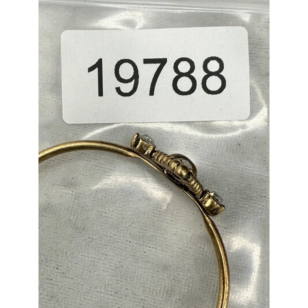 Rhinestone Cuff‎ Bracelet Delicate Simple Gold Tone 6.5